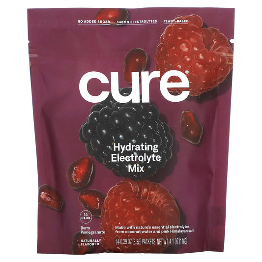 Cure Hydration-Hydrating Electrolyte Mix-Berry Pomegranate-14 Packets-0.29 oz (8.3 g) Each