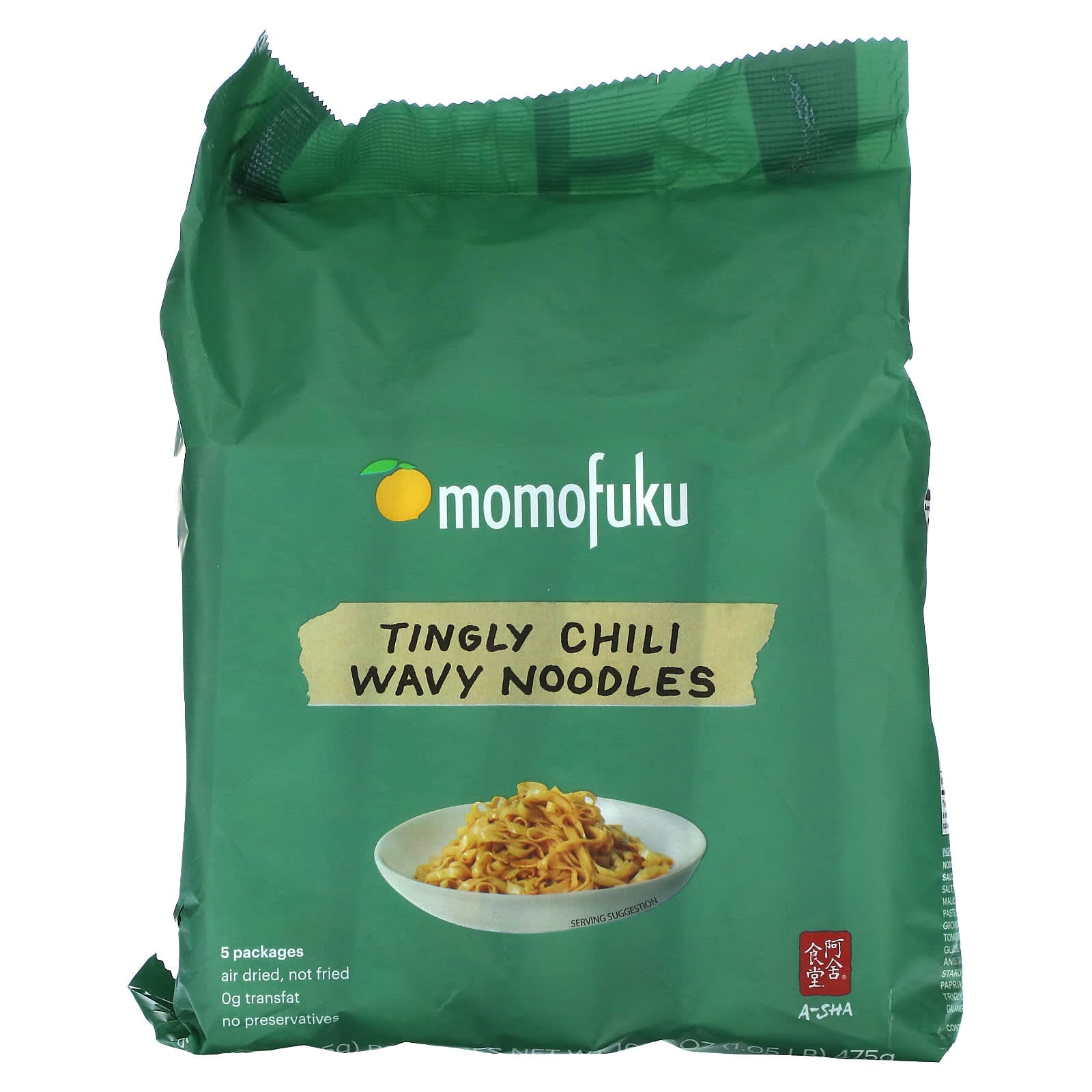 Momofuku-Tingly Chili Wavy Noodles-5 Packages 3.35 oz. (95 g) Each