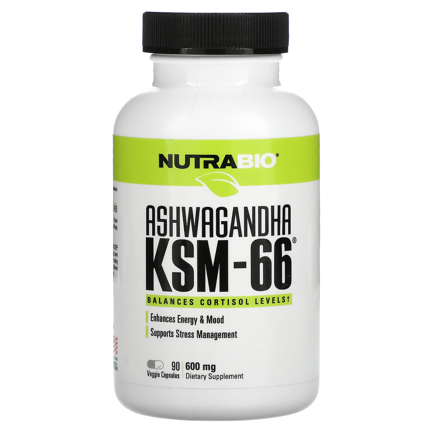 NutraBio-Ashwagandha KSM-66-600 mg-90 Veggie Capsules