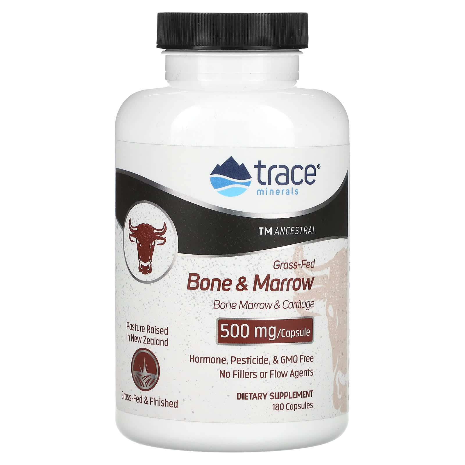 Trace Minerals ®-Grass-Fed Bone & Marrow-500 mg-180 Capsules