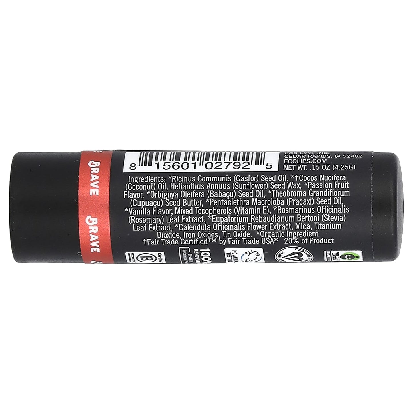 Eco Lips, Vegan Brazilian Lip Tint, Brave, 0.15 oz (4.25 g)