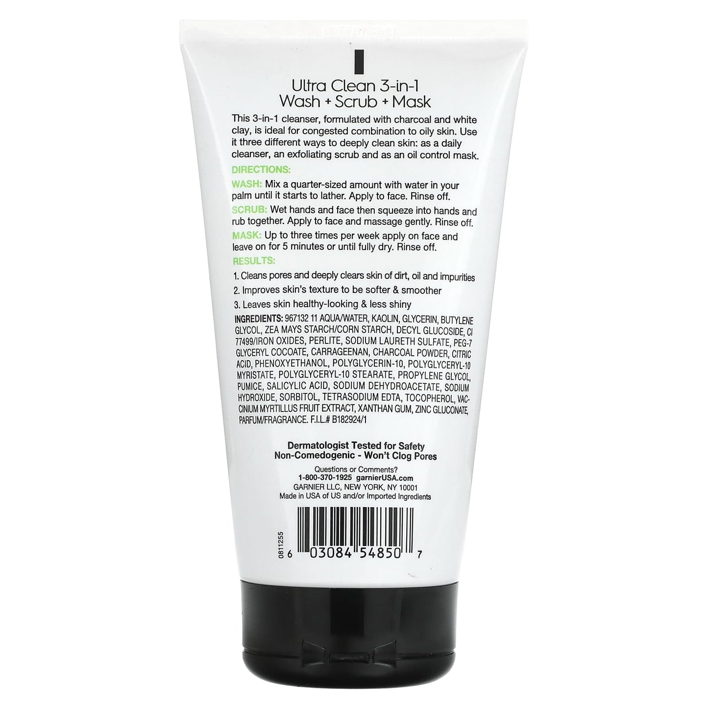 Garnier, SkinActive, Ultra Clean 3-In-1 with Charcoal, 4.4 fl oz (132 ml)