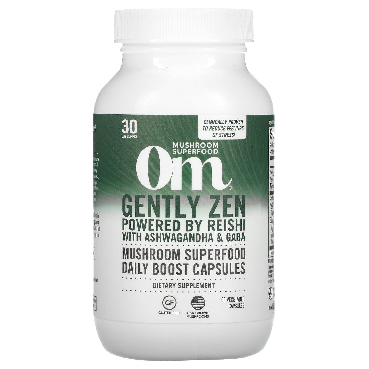 Om Mushrooms-Gently Zen-Powered by Reishi with Ashwagandha & GABA-90 Vegetable Capsules