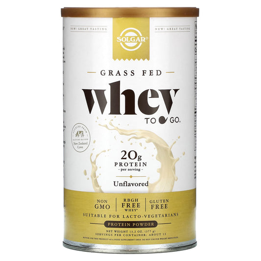 Solgar-Grass Fed-Whey To Go Protein Powder-Unflavored-13.2 oz (377 g)