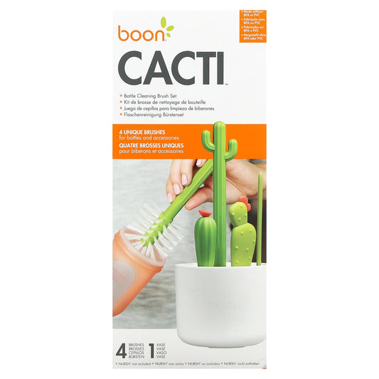 Boon-Cacti-Bottle Cleaning Brush Set-4 Brushes & 1 Vase