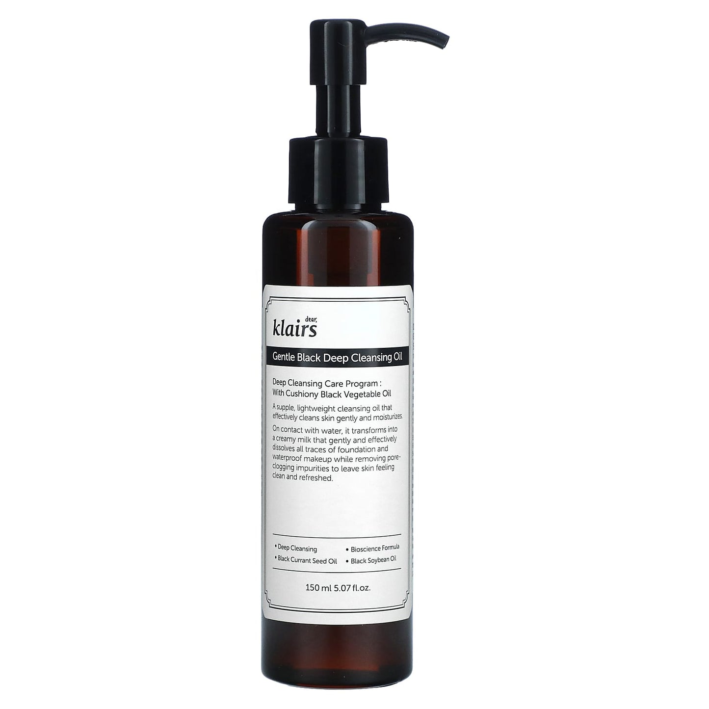 Dear-Klairs-Gentle Black Deep Cleansing Oil-5.07 fl oz (150 ml)