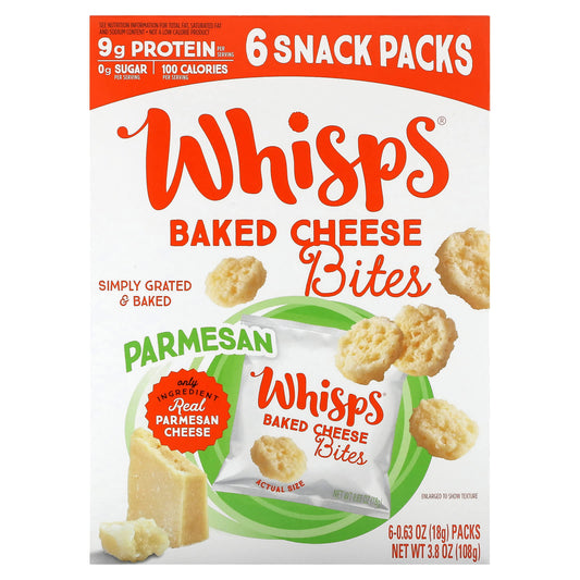 Whisps-Baked Cheese Bites-Parmesan-6 Snack Packs-0.63 oz (18 g) Each