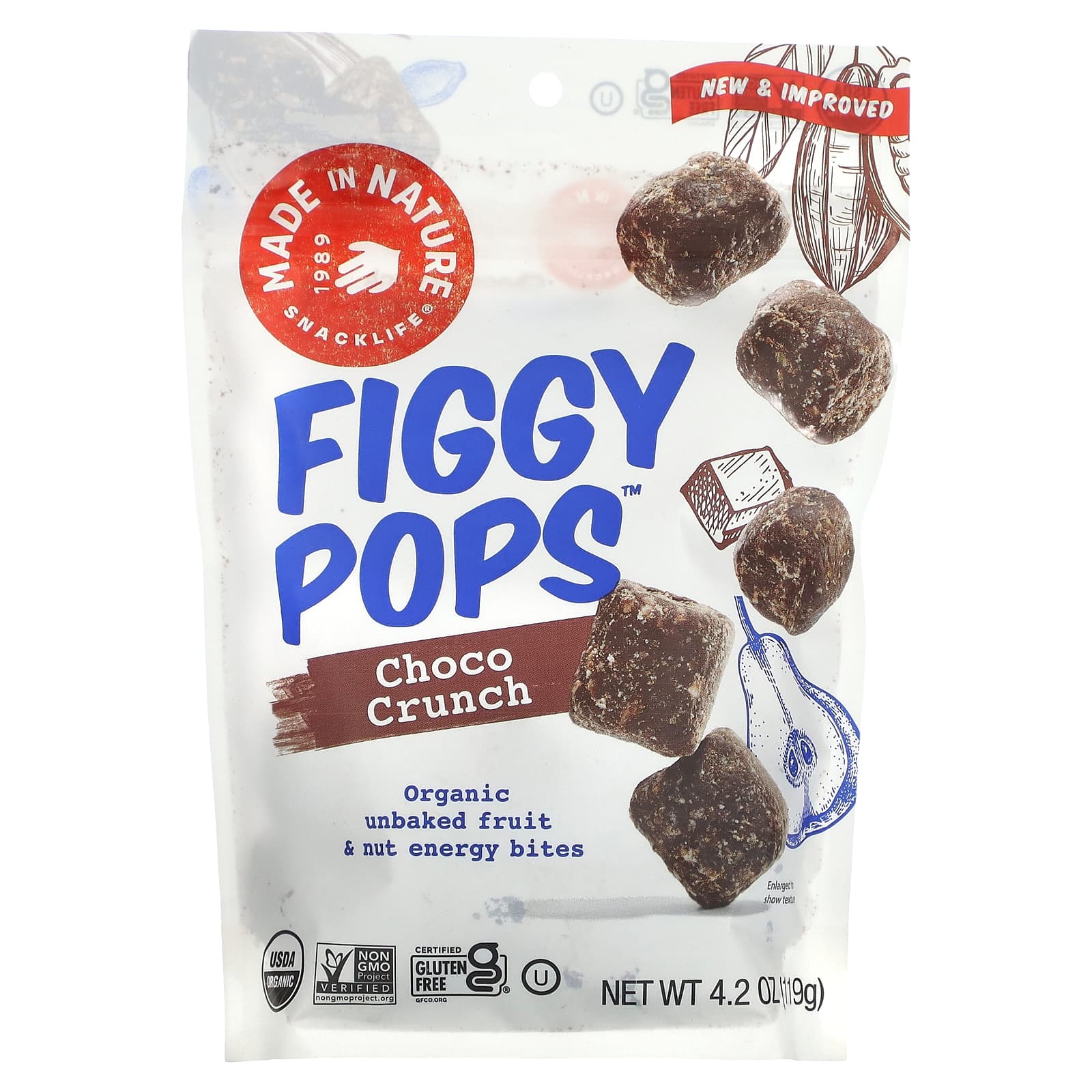 Made in Nature-Figgy Pops-Choco Crunch-4.2 oz (119 g)