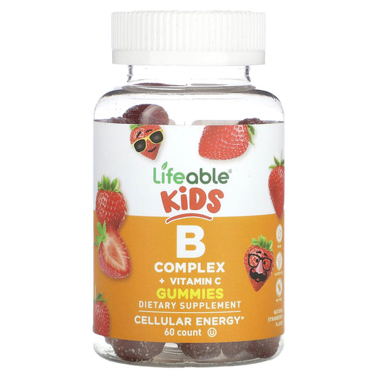 Lifeable-Kids B Complex + Vitamin C Gummies-Natural Strawberry-60 Gummies