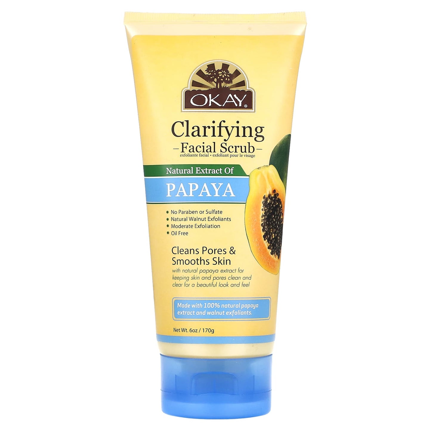 Okay Pure Naturals-Clarifying Facial Scrub-Natural Extract of Papaya-6 oz (170 g)