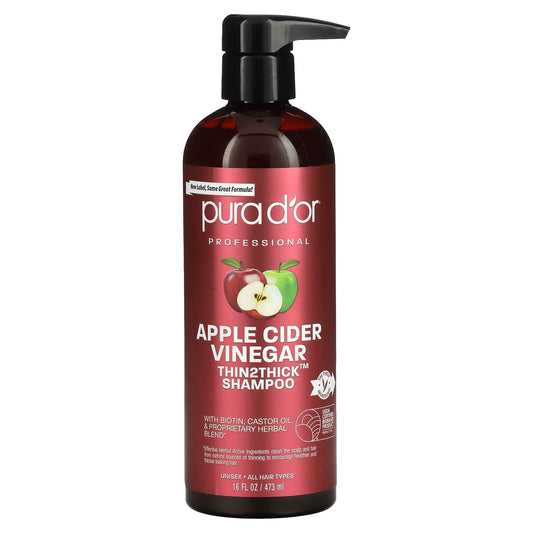 Pura D'or-Apple Cider Vinegar-Thin2Thick-Shampoo-16 fl oz (473 ml)