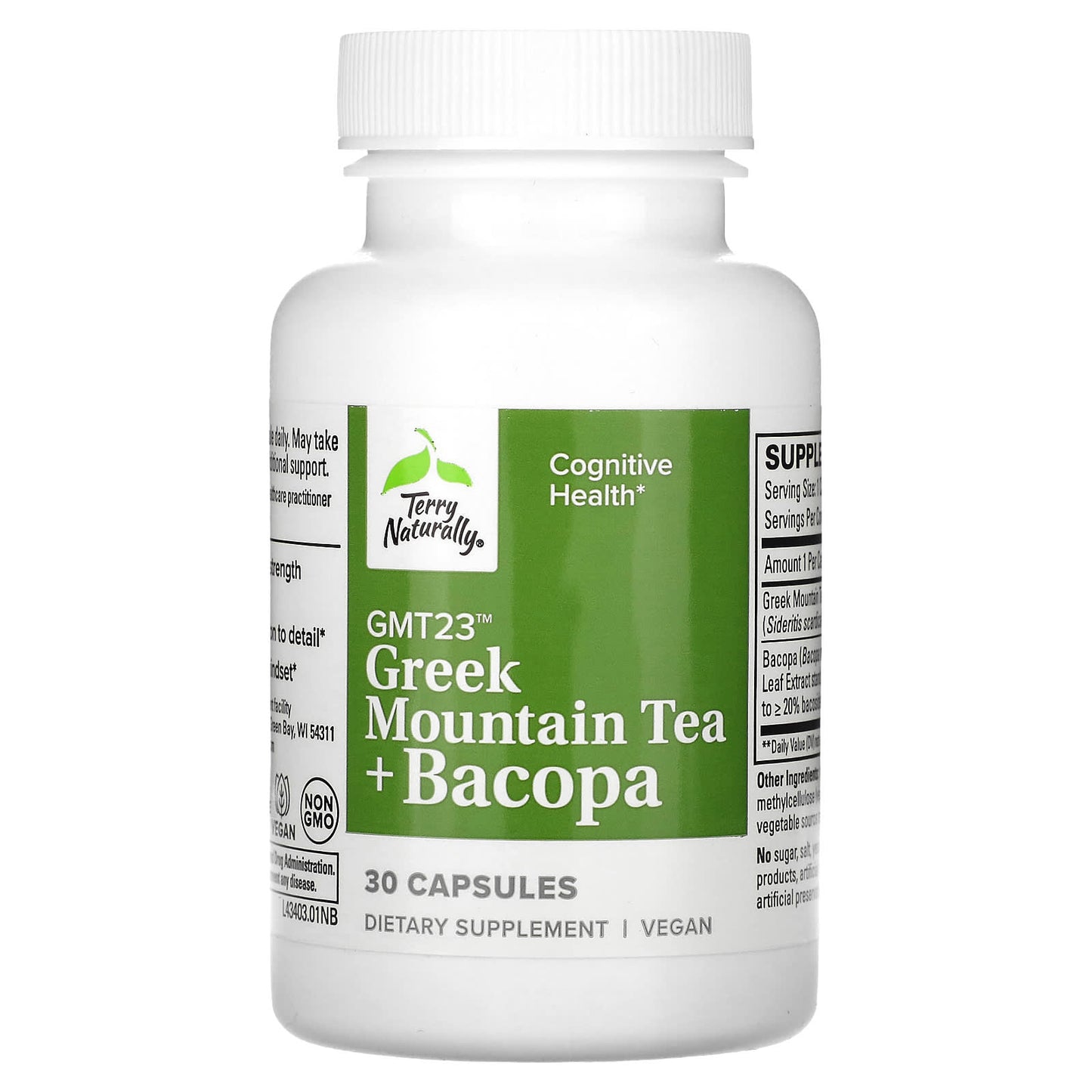 Terry Naturally, Greek Mountain Tea + Bacopa, 30 Capsules