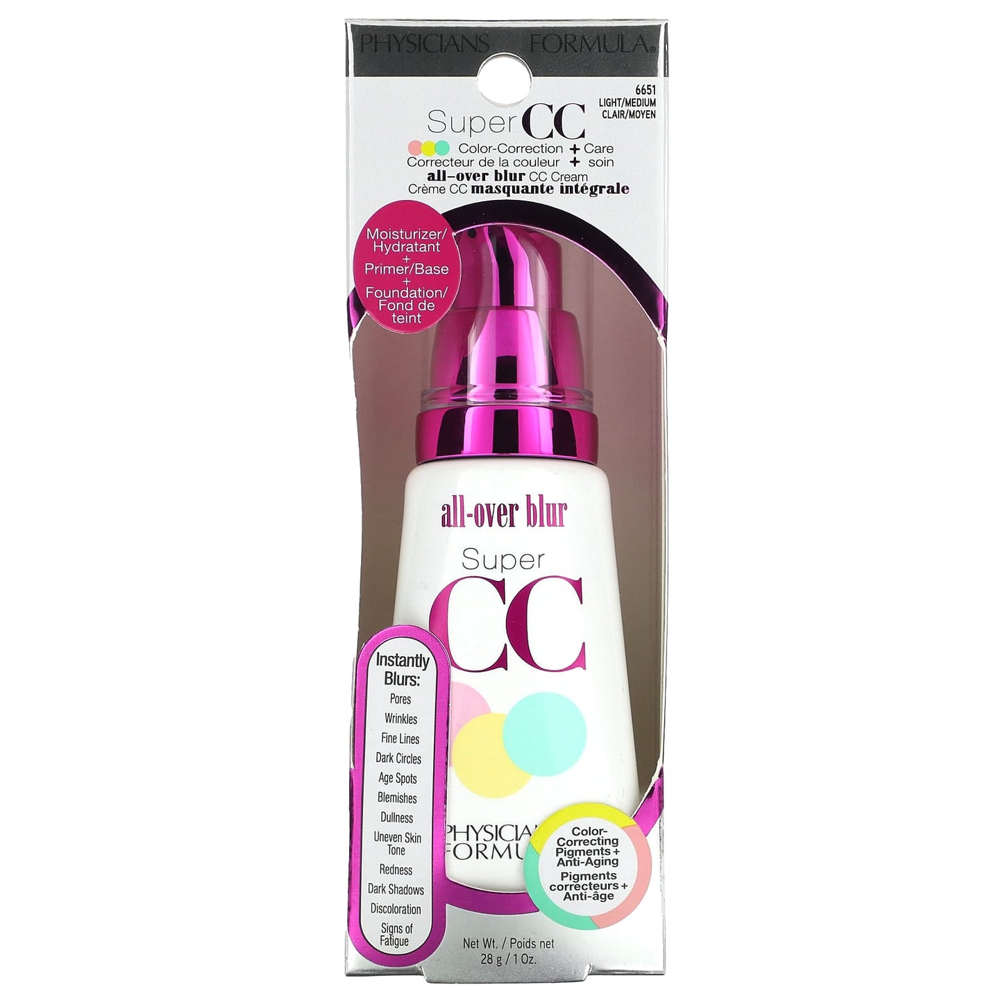 Physicians Formula, Super CC, All-Over Blur CC Cream, 6651 Light/Medium, 1 oz (28 g)