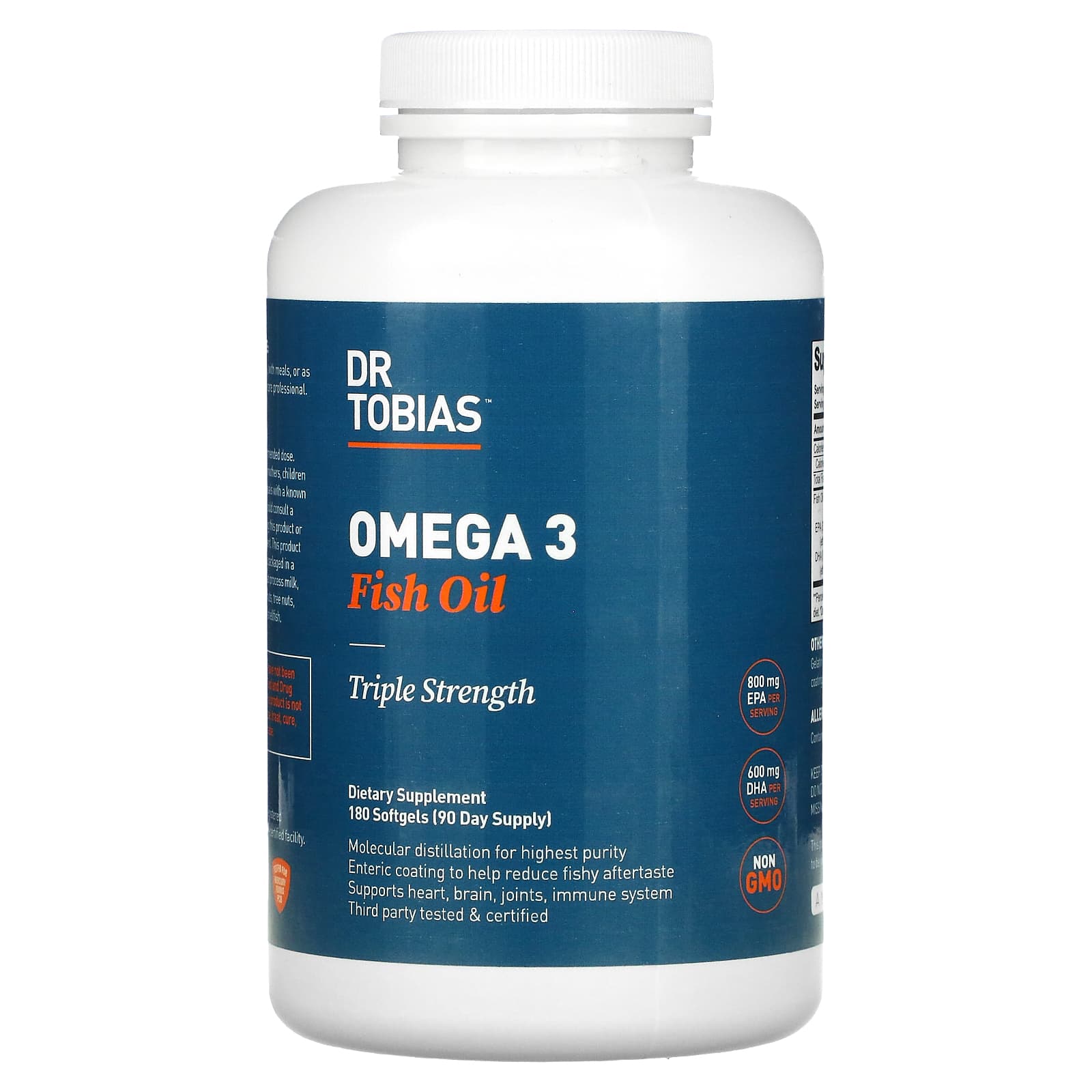 Dr. Tobias-Omega 3 Fish Oil-Triple Strength-180 Softgels