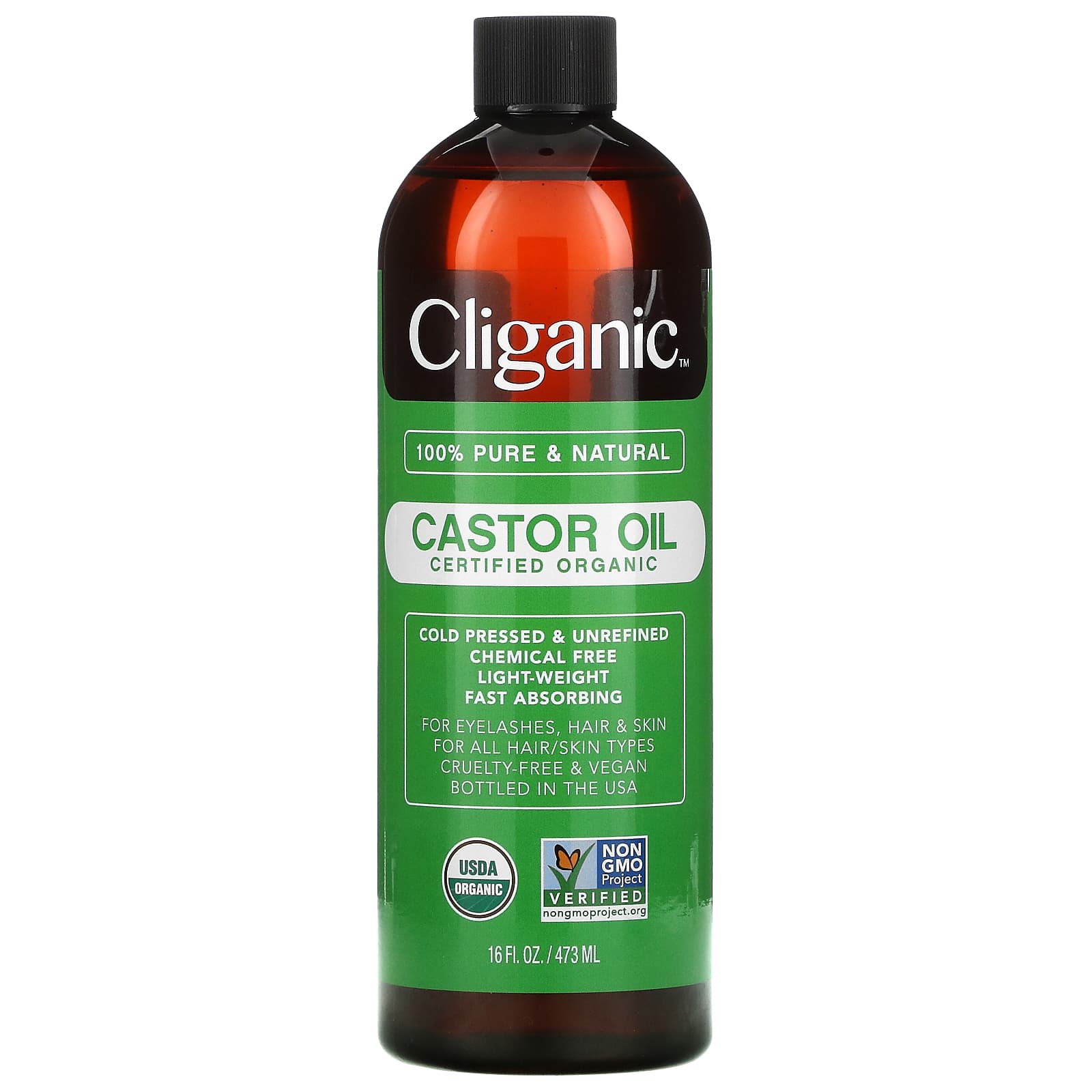 Cliganic-100% Pure & Natural-Castor Oil-16 fl oz (473 ml)