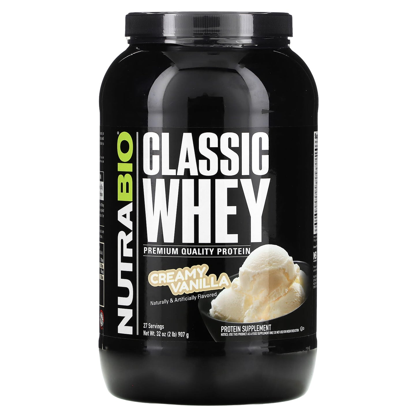 NutraBio-Classic Whey Protein-Creamy Vanilla-2 lbs (907 g)