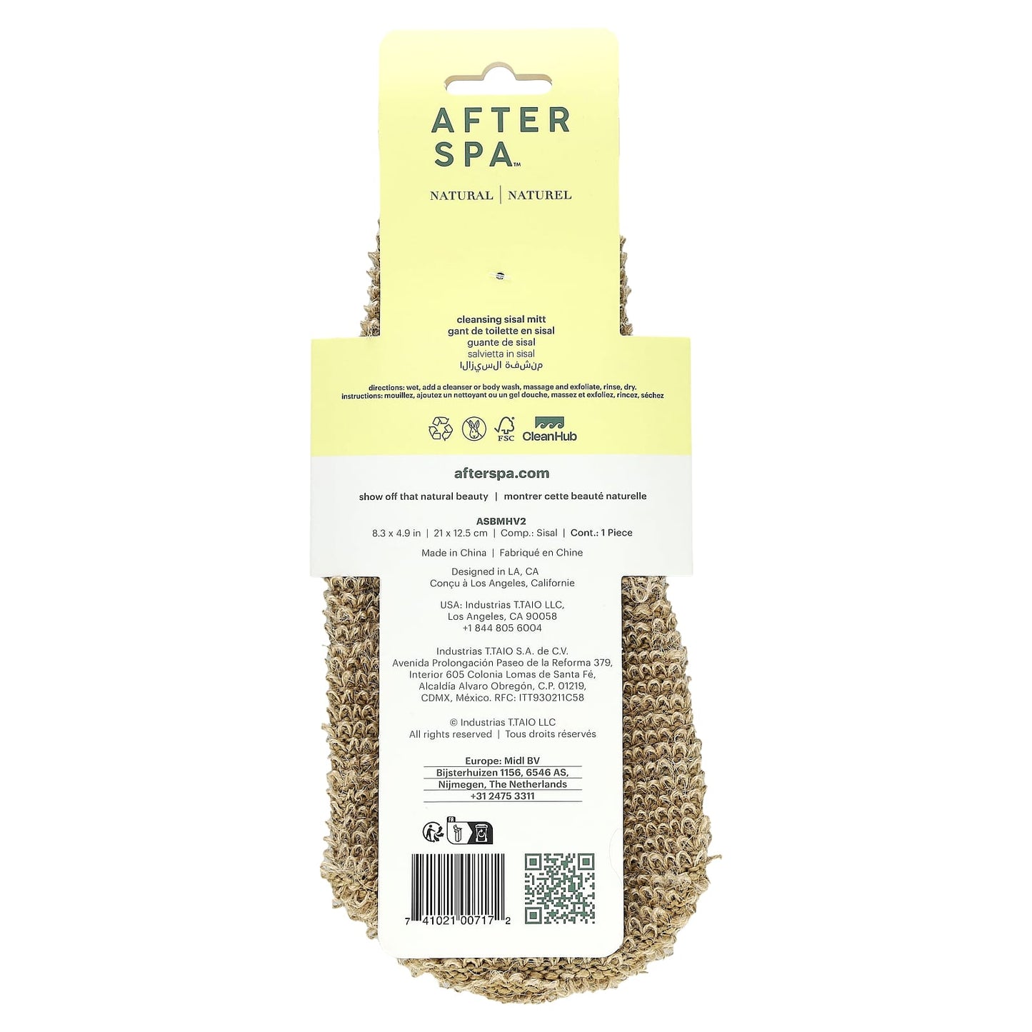 AfterSpa, Cleansing Sisal Mitt, 1 Mitt