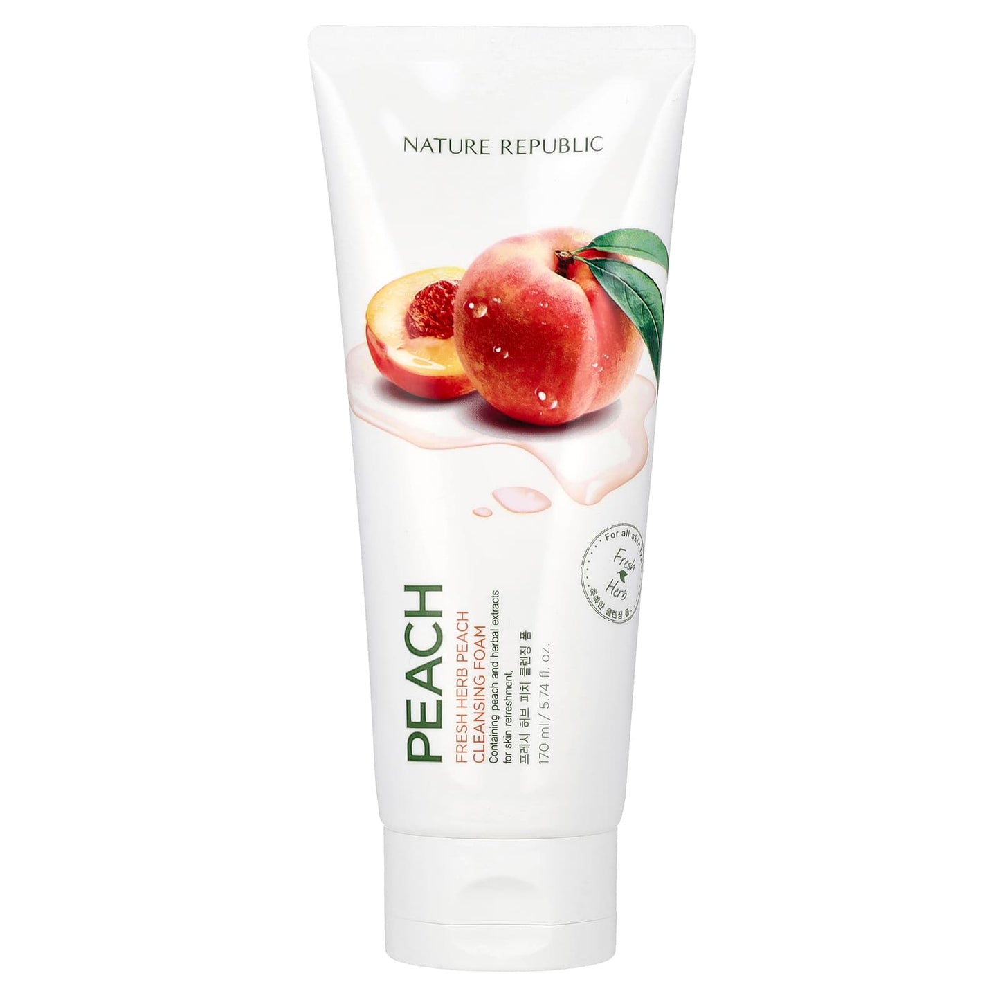 Nature Republic-Fresh Herb Cleansing Foam-Peach-5.74 fl oz (170 ml)