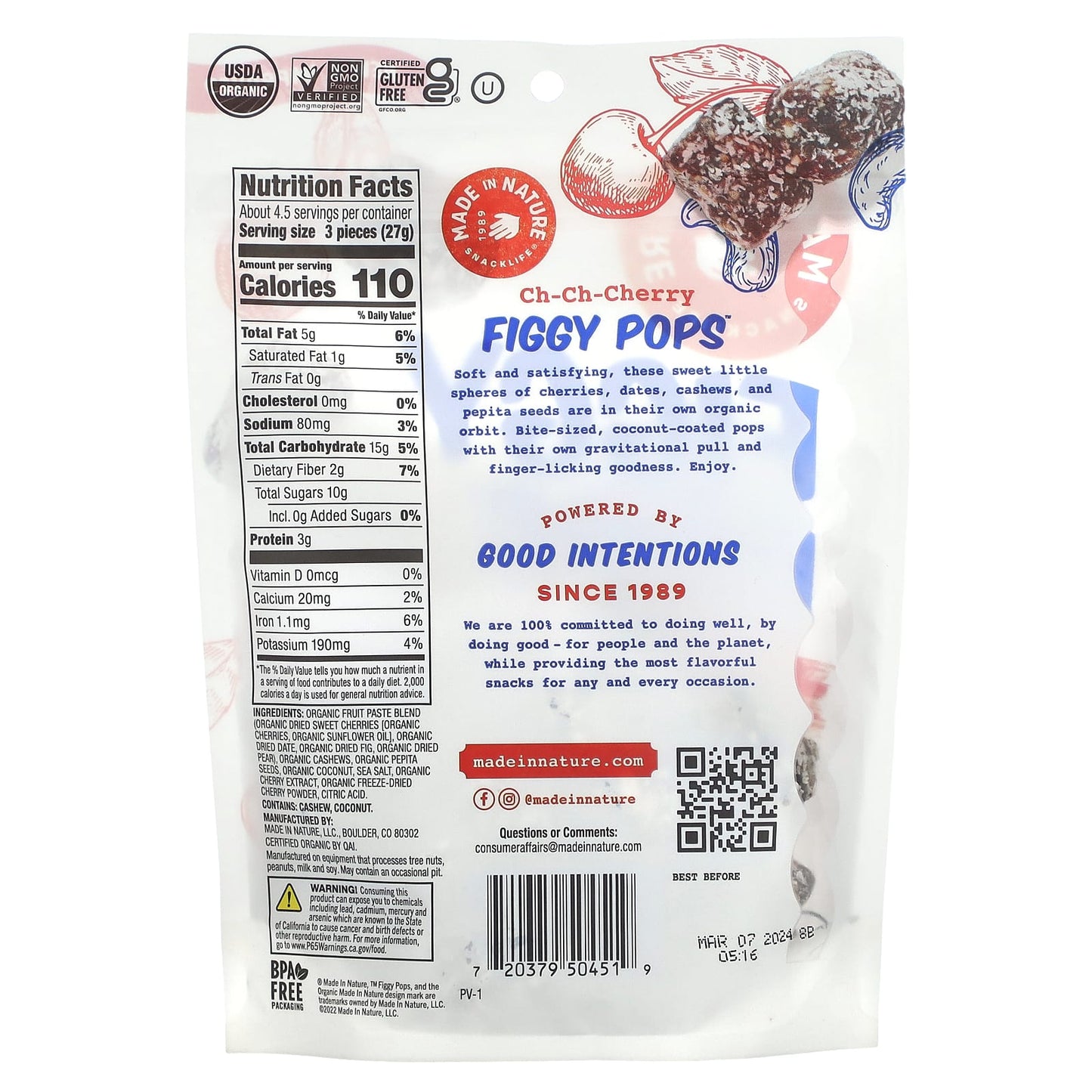 Made in Nature, Figgy Pops, Ch-Ch-Cherry, 4.2 oz (119 g)