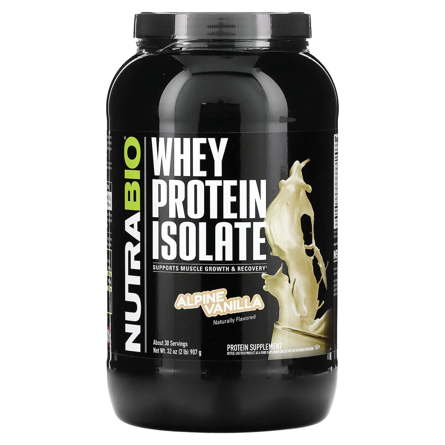 NutraBio-Whey Protein Isolate-Alpine Vanilla-2 lbs (907 g)