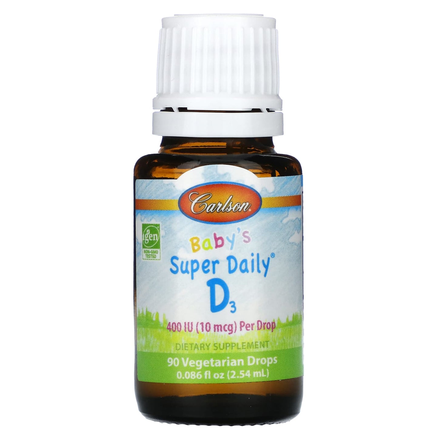 Carlson, Baby's Super Daily D3, 10 mcg (400 IU), 0.086 fl oz (2.54 ml)