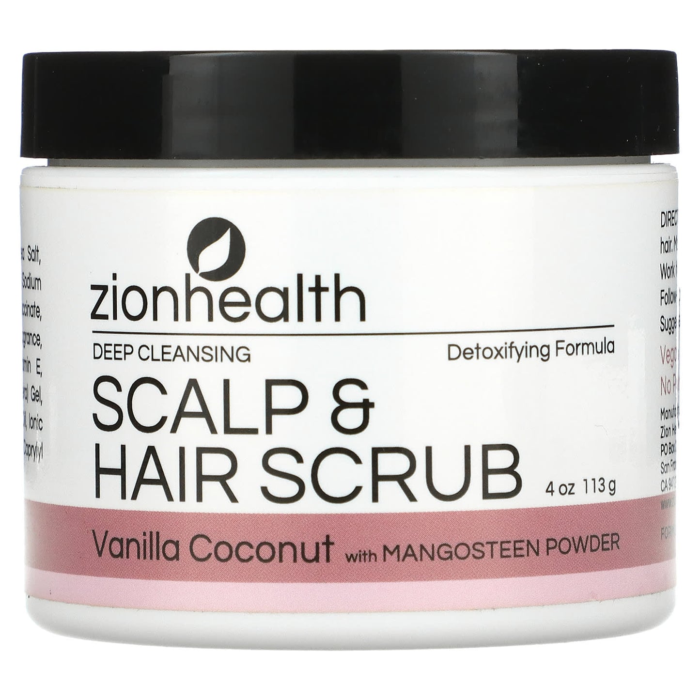 Zion Health-Deep Cleansing Scalp & Hair Scrub-Vanilla Coconut-4 oz (113 g)