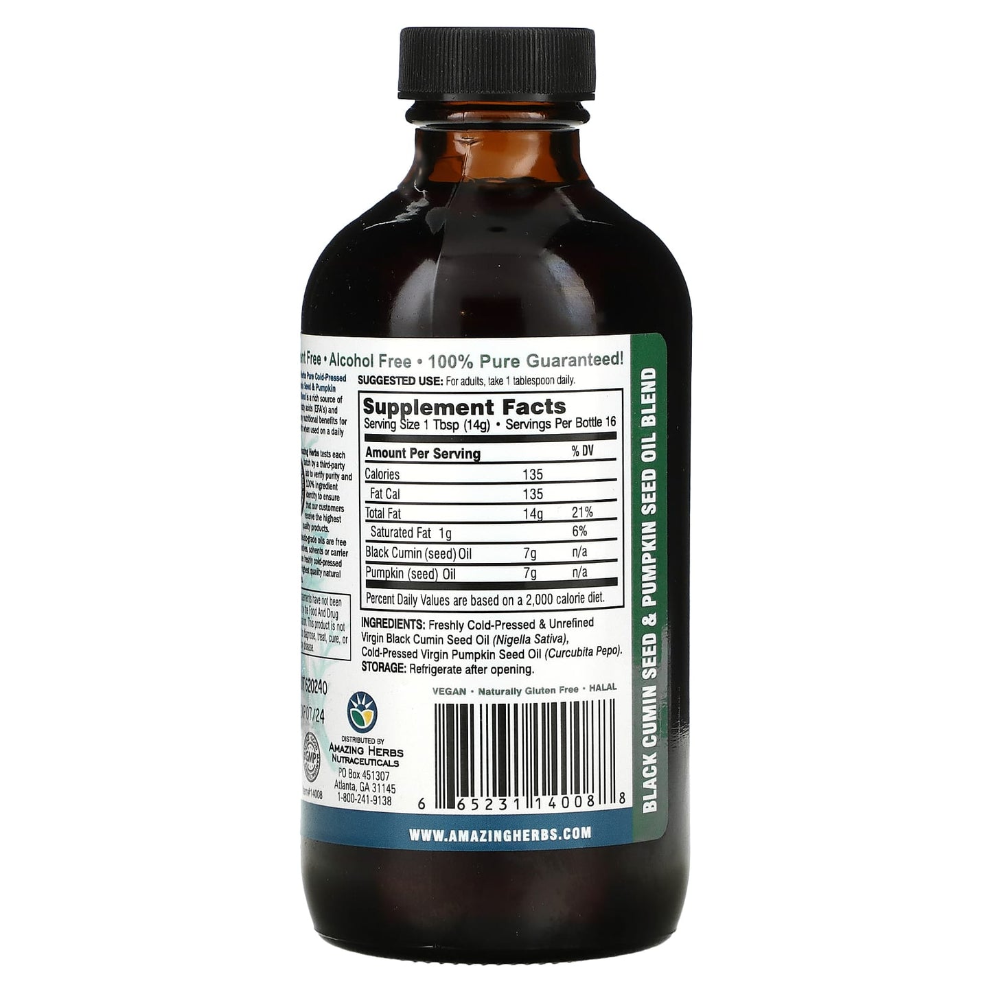 Amazing Herbs, Black Seed Oil Blend with Pure Cold-Pressed Pumpkin Seed Oil, 8 fl oz (240 ml)