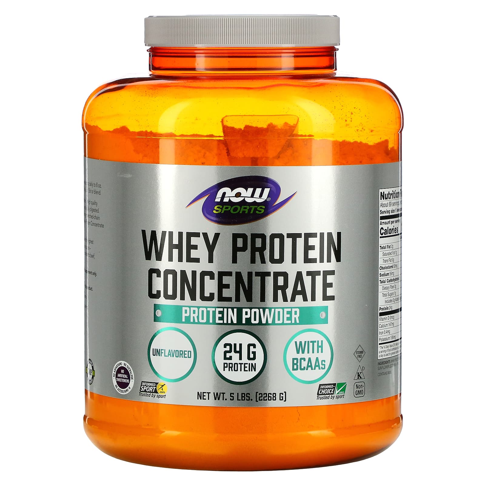 NOW Foods-Sports-Whey Protein Concentrate Protein Powder-Unflavored-5 lbs (2268 g)