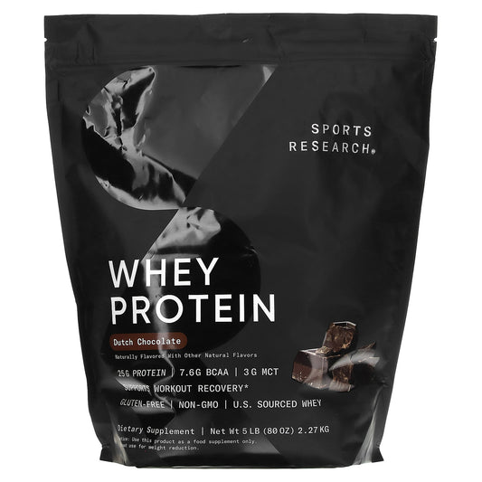 Sports Research-Whey Protein-Dutch Chocolate-5 lb (2.27 kg)