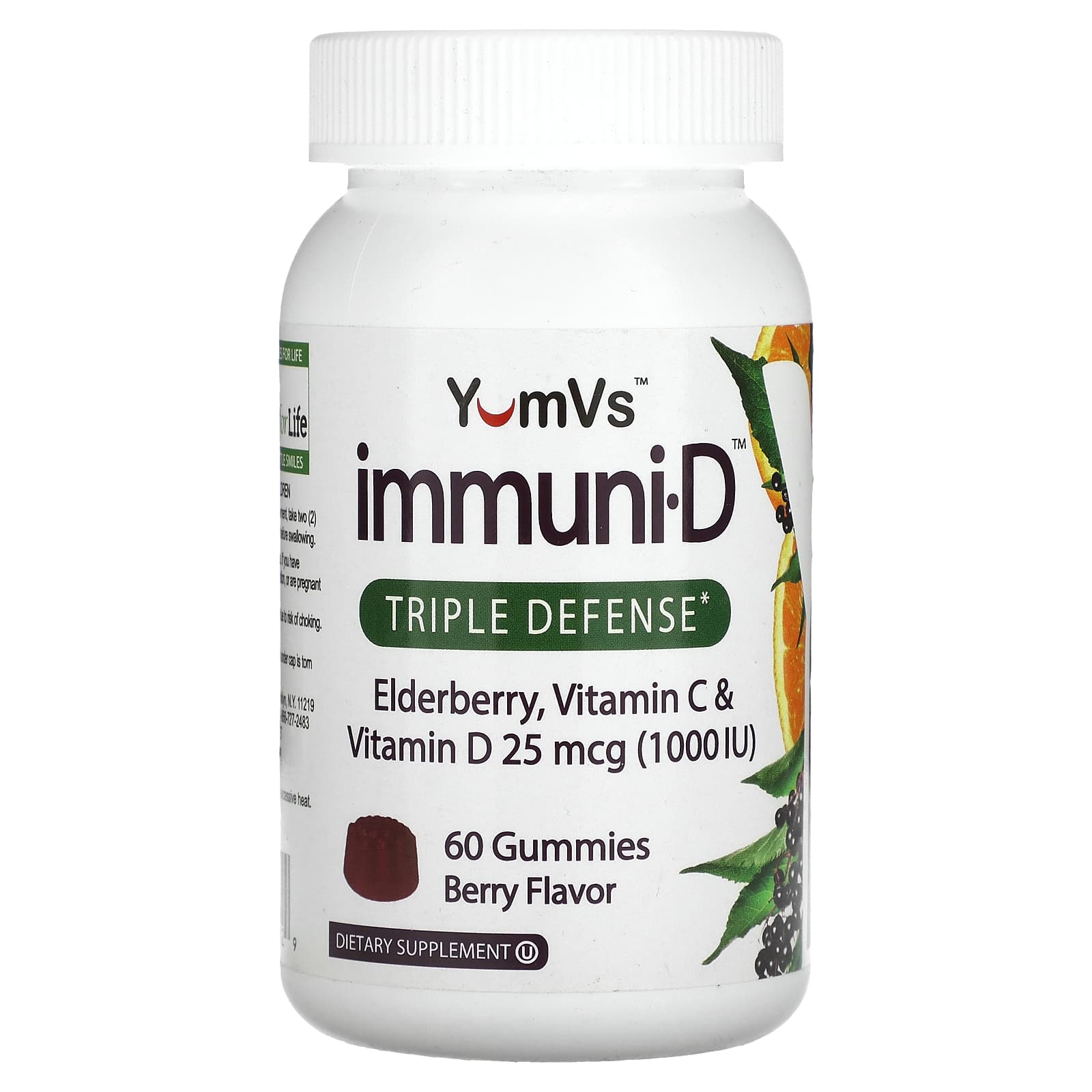 YumV's-Elderberry-Vitamin C & Vitamin D-Triple Defense-Berry-60 Gummies