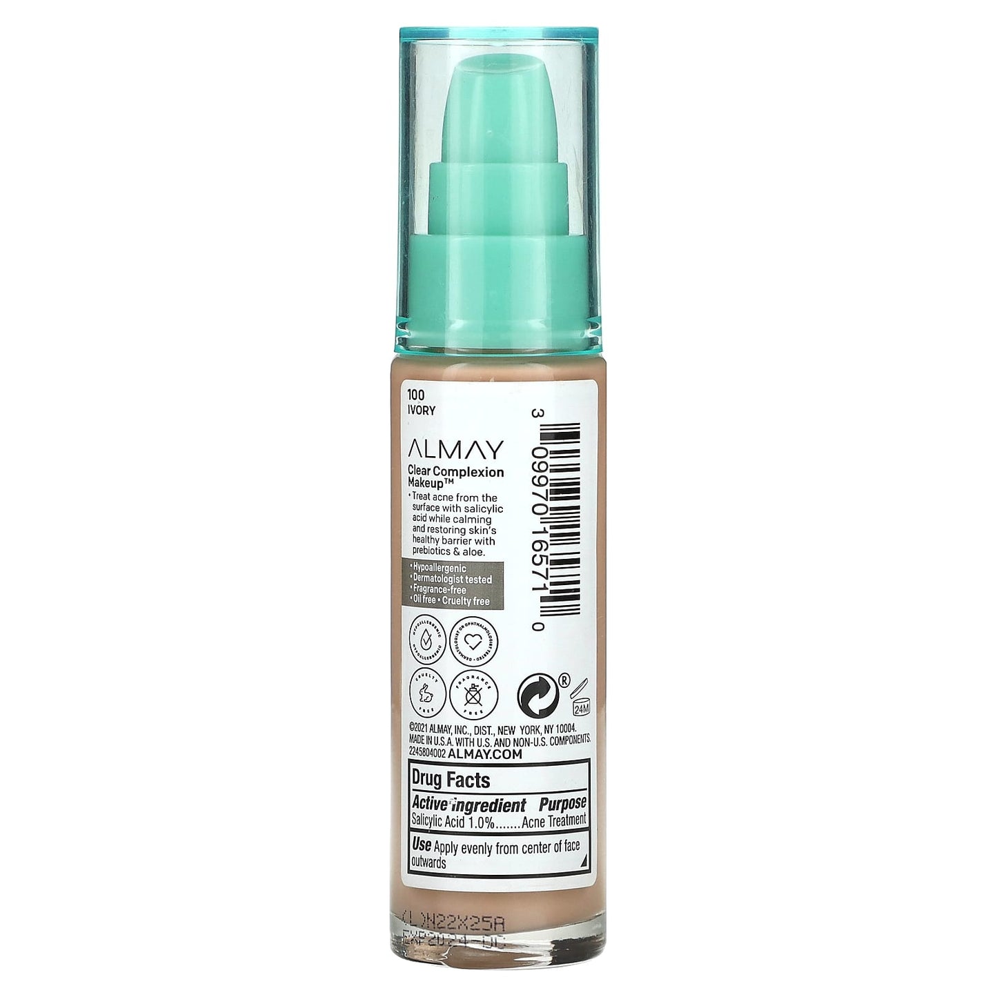 Almay, Clear Complexion Makeup, 100 Ivory, 1 fl oz (30 ml)