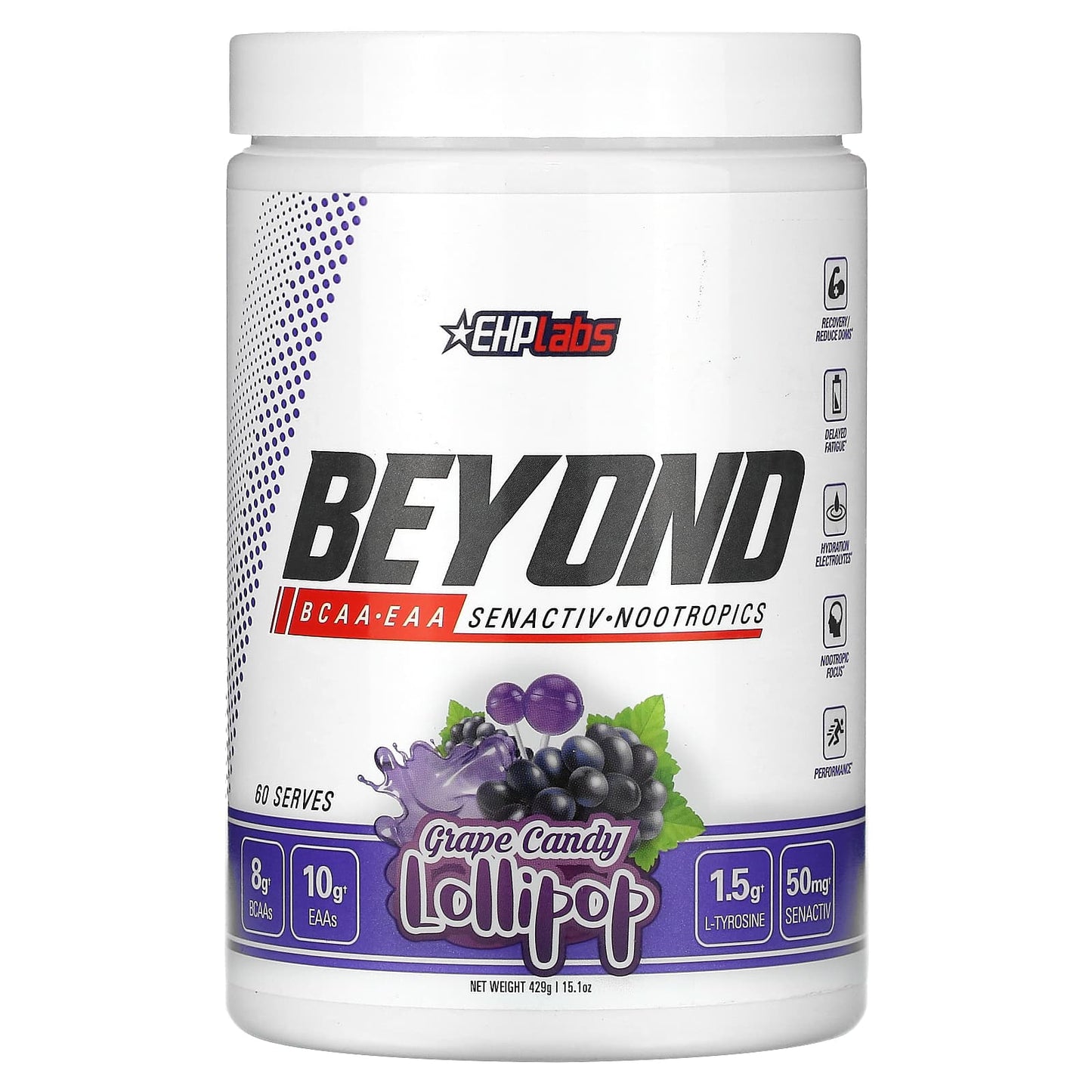 EHPlabs-Beyond-BCAA + EAA-Grape Candy Lollipop-15.1 oz (429 g)