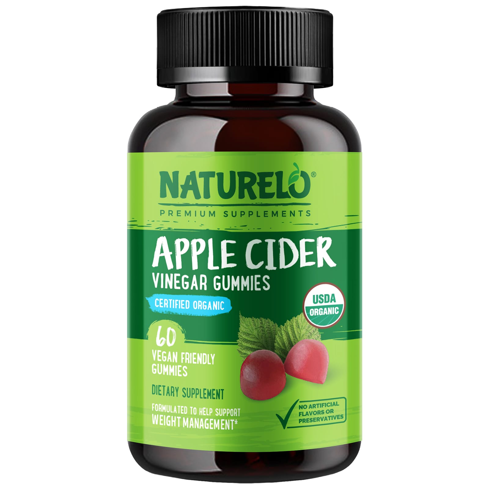 NATURELO-Apple Cider Vinegar Gummies-60 Vegan Friendly Gummies