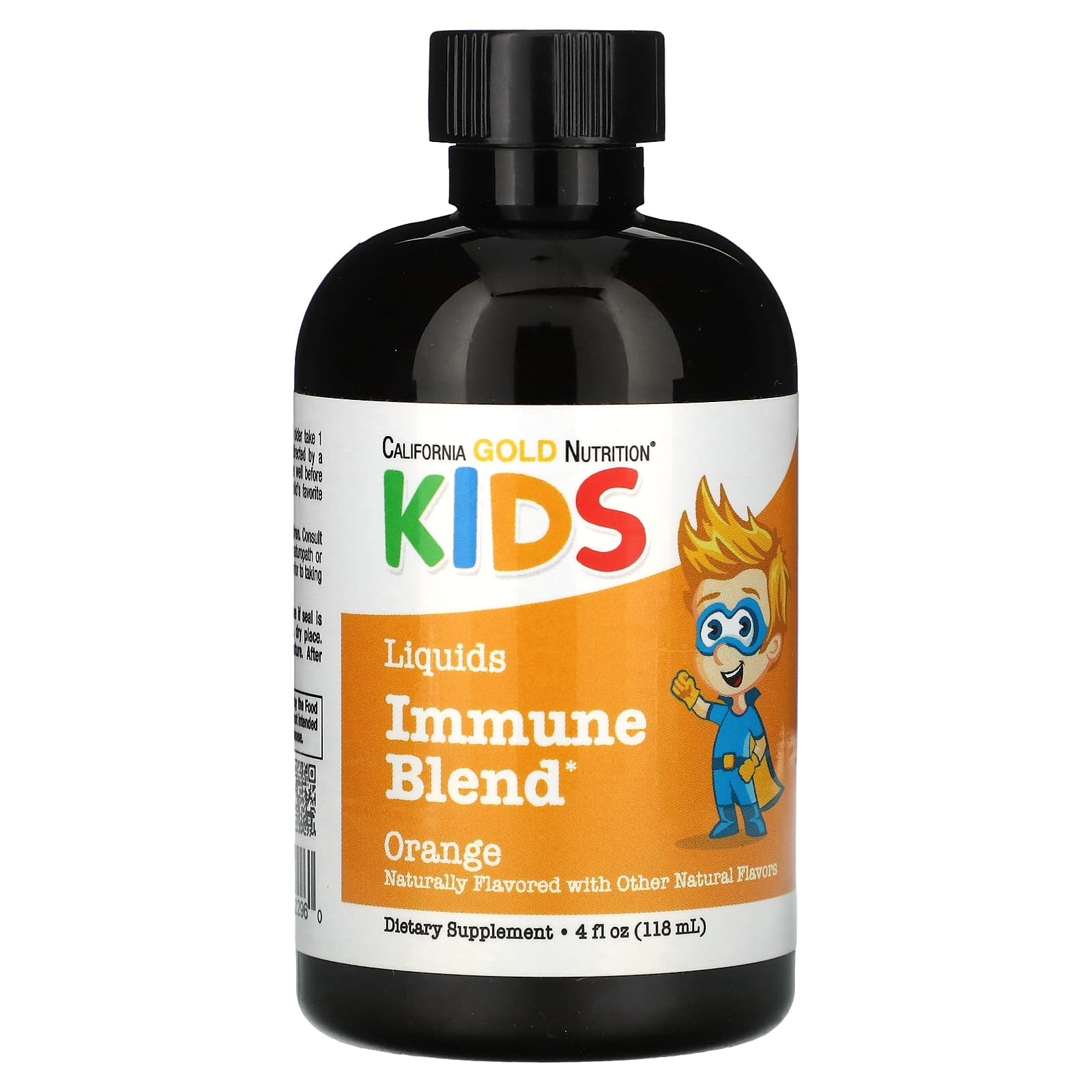 California Gold Nutrition-Liquid Immune Blend For Children-No Alcohol-Orange Flavor-4 fl oz (118 ml)