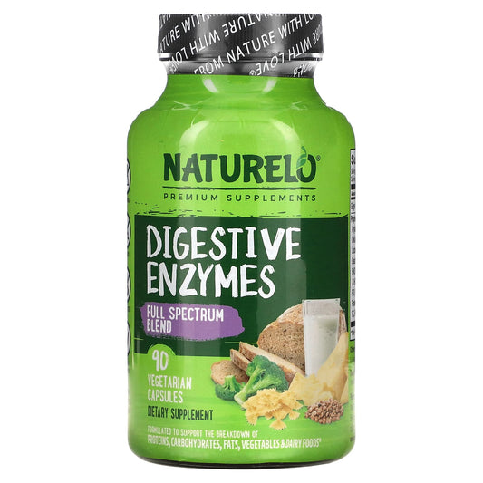 NATURELO-Digestive Enzymes-Full Spectrum Blend-90 Vegetarian Capsules