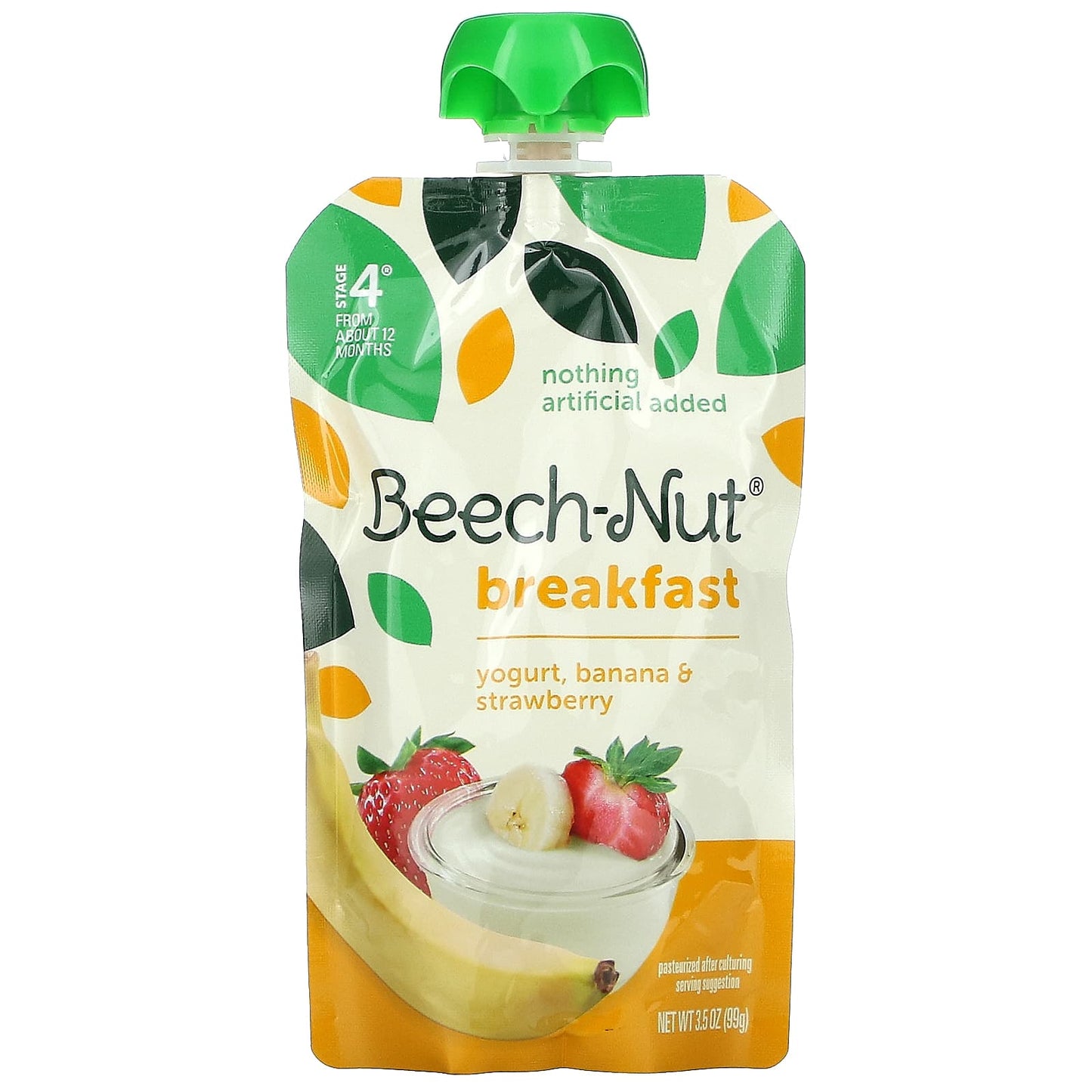 Beech-Nut, Breakfast, 12+ Months, Yogurt, Banana & Strawberry, 12 Pouches, 3.5 oz (99 g) Each