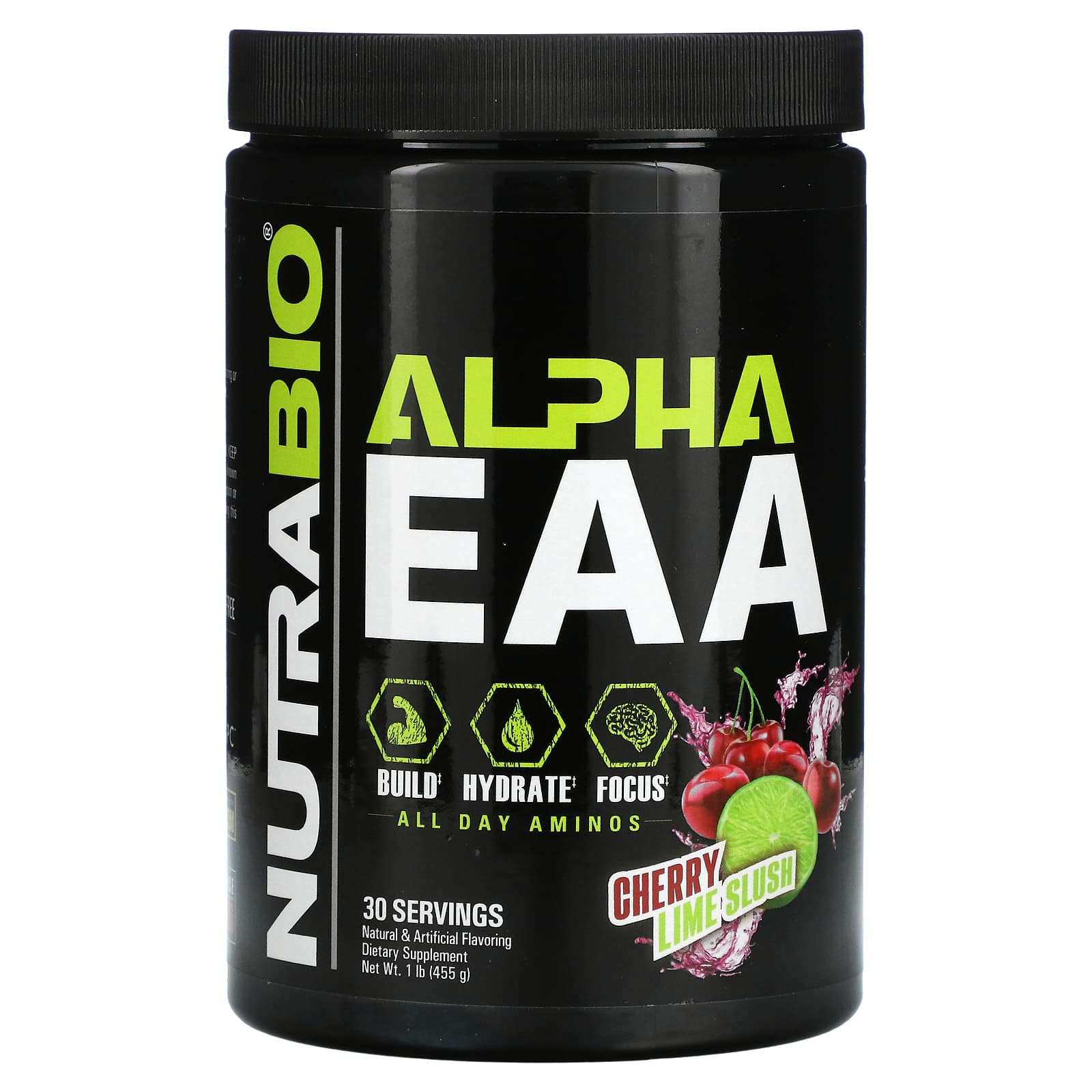 NutraBio-Alpha EAA-Cherry Lime Slush-1 lb (455 g)