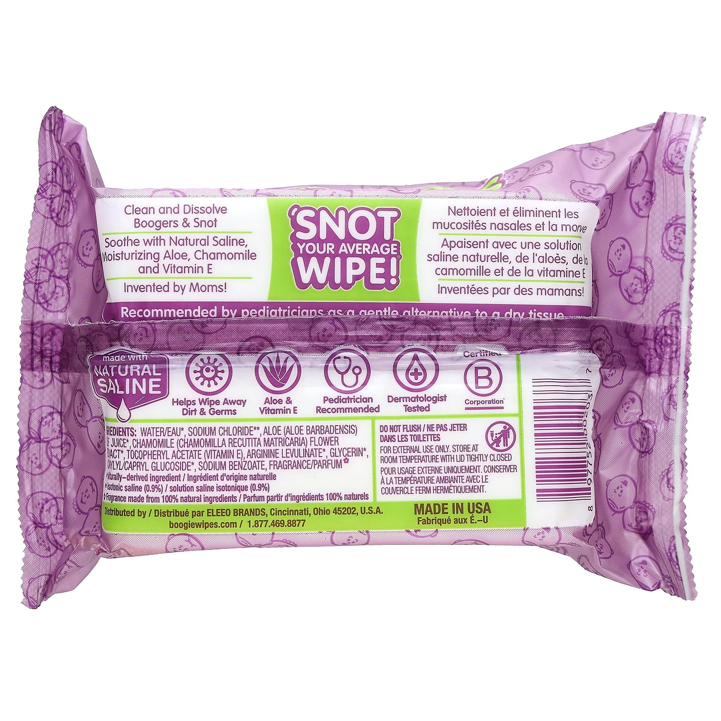 Boogie Wipes, Gentle Saline Nose Wipes, Grape , 30 Wipes