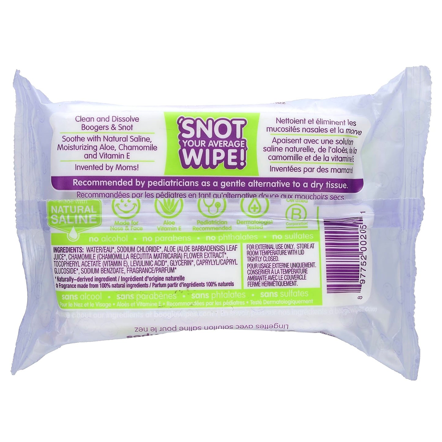 Boogie Wipes, Gentle Saline Nose Wipes, Lavender , 30 Wipes