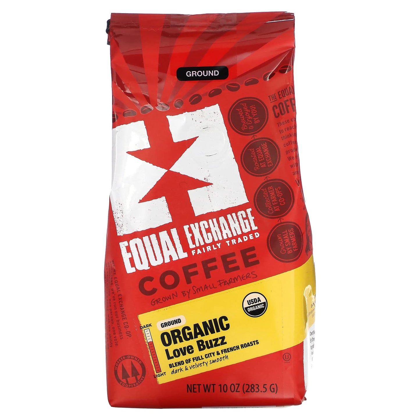 Equal Exchange-Organic Coffee-Love Buzz-Ground-Full City & French Roasts-10 oz (283.5 g)