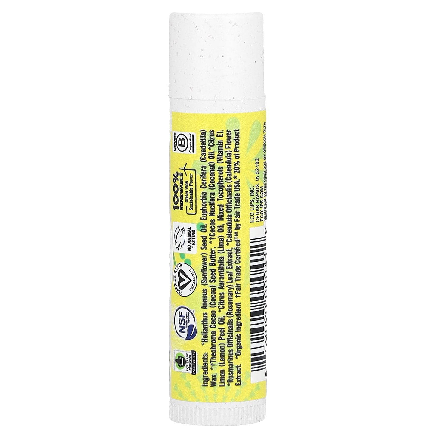 Eco Lips, Bee Free, Vegan Lip Balm, Lemon-Lime, 0.15 oz (4.25 g)