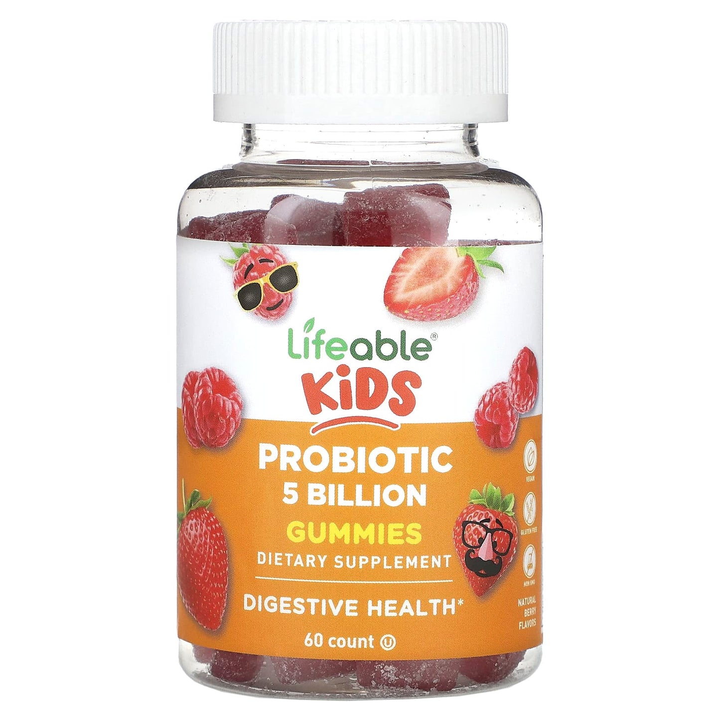 Lifeable-Kids Probiotic Gummies-Natural Berry-5 Billion-60 Gummies