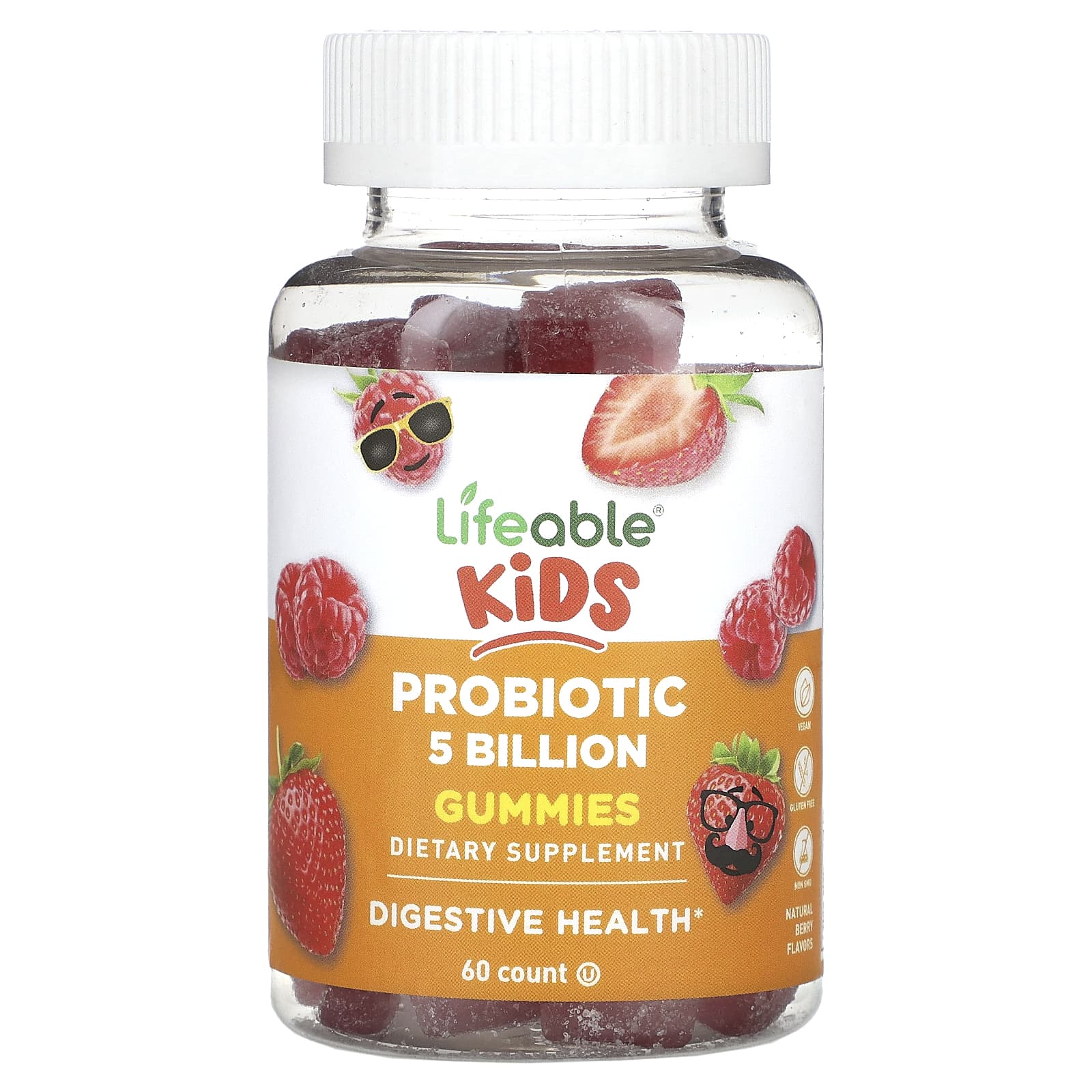 Lifeable-Kids Probiotic Gummies-Natural Berry-5 Billion-60 Gummies