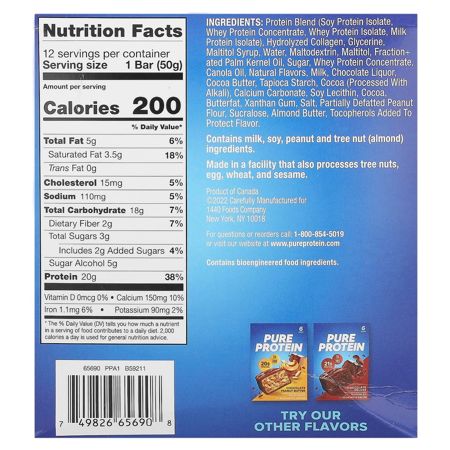 Pure Protein, Gluten Free Bar, Chewy Chocolate Chip, 12 Bars, 1.76 oz (50 g) Each