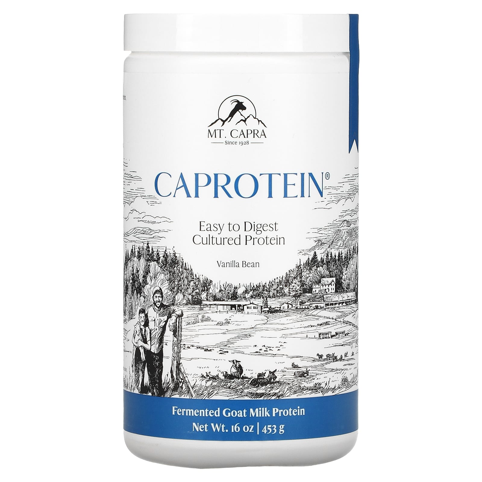 Mt. Capra-Caprotein-Fermented Goat-Milk Protein-Vanilla Bean-1 lb (453 g)