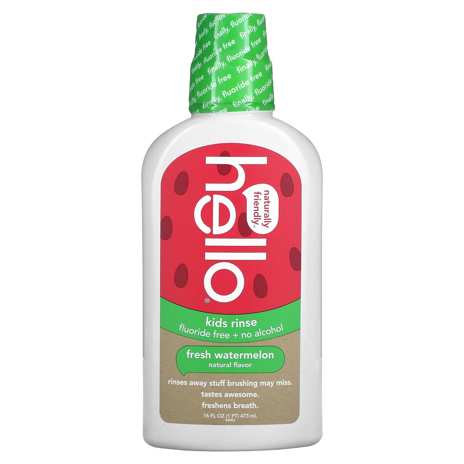 Hello-Kids Rinse-Fluoride Free + No Alcohol-Fresh Watermelon-16 fl oz (473 ml)