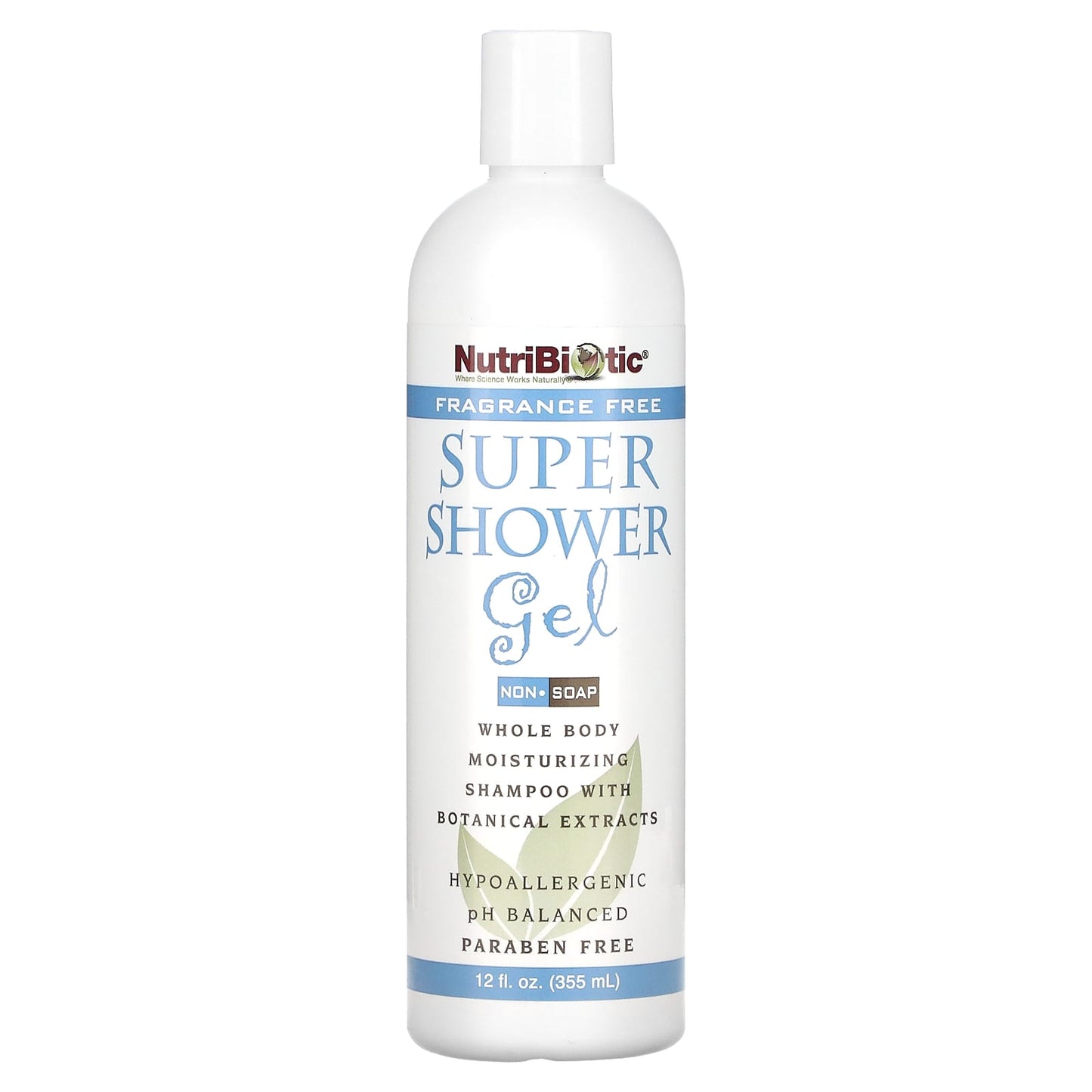 NutriBiotic-Super Shower Gel-Non-Soap-Fragrance Free-12 fl oz (355 ml)