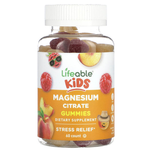 Lifeable-Kids Magnesium Citrate Gummies-Natural Fruit-60 Gummies