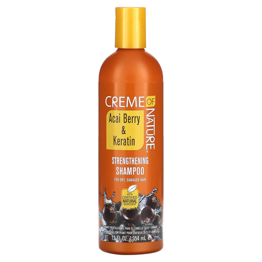 Creme Of Nature-Acai Berry & Keratin-Strengthening Shampoo-For Dry-Damaged Hair-12 fl oz (354 ml)