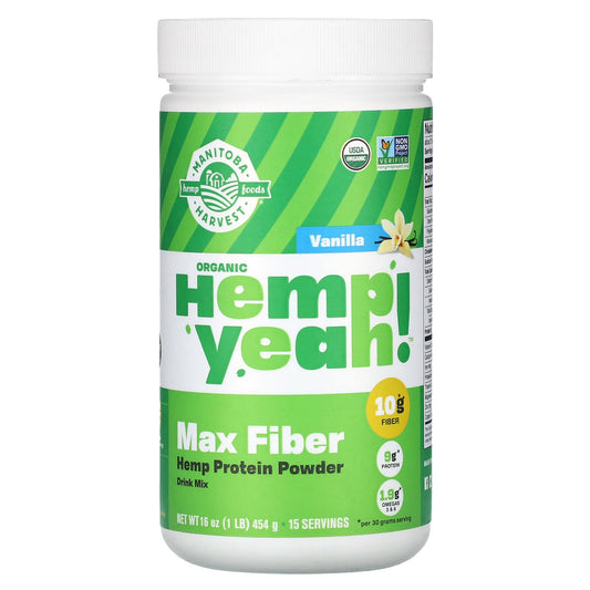 Manitoba Harvest-Organic Hemp Yeah!-Max Fiber Hemp Protein Powder-Vanilla-1 lb (454 g)